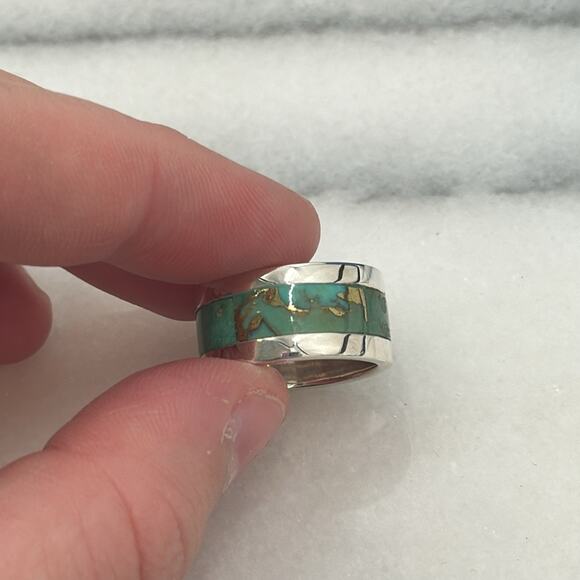 NWT Blue Turquoise Sterling Silver Band Ring size 5.5 - Picture 4 of 6